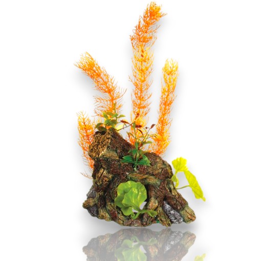 ADORNO ACUARIO RESINA TRONCO LARGE C/ PLANTA 5&quot;