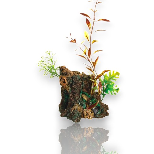 ADORNO ACUARIO RESINA TRONCO MEDIUM C/ PLANTA 4&quot;