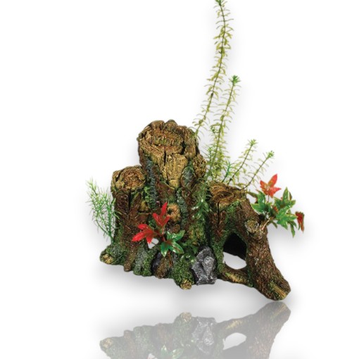 ADORNO ACUARIO RESINA TRONCO XLARGE C/PLANTA 7&quot;