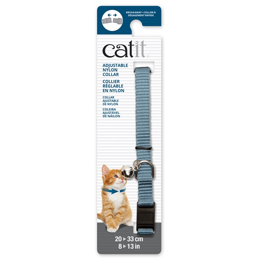 COLLAR GATO NYLON AJUSTABLE CASCABEL 3/8&quot;X8-13&quot; AZUL CLARO