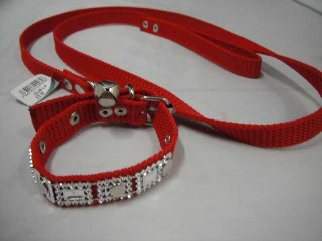 COLLAR Y PASEADOR C/ LUJO SMALL ROJO