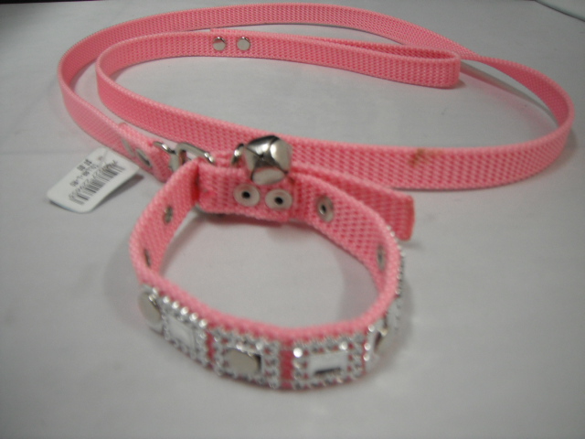 COLLAR Y PASEADOR C/ LUJO SMALL ROSADO