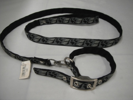 COLLAR Y PASEADOR ESTAMPADO NEGRO ECONOMICO