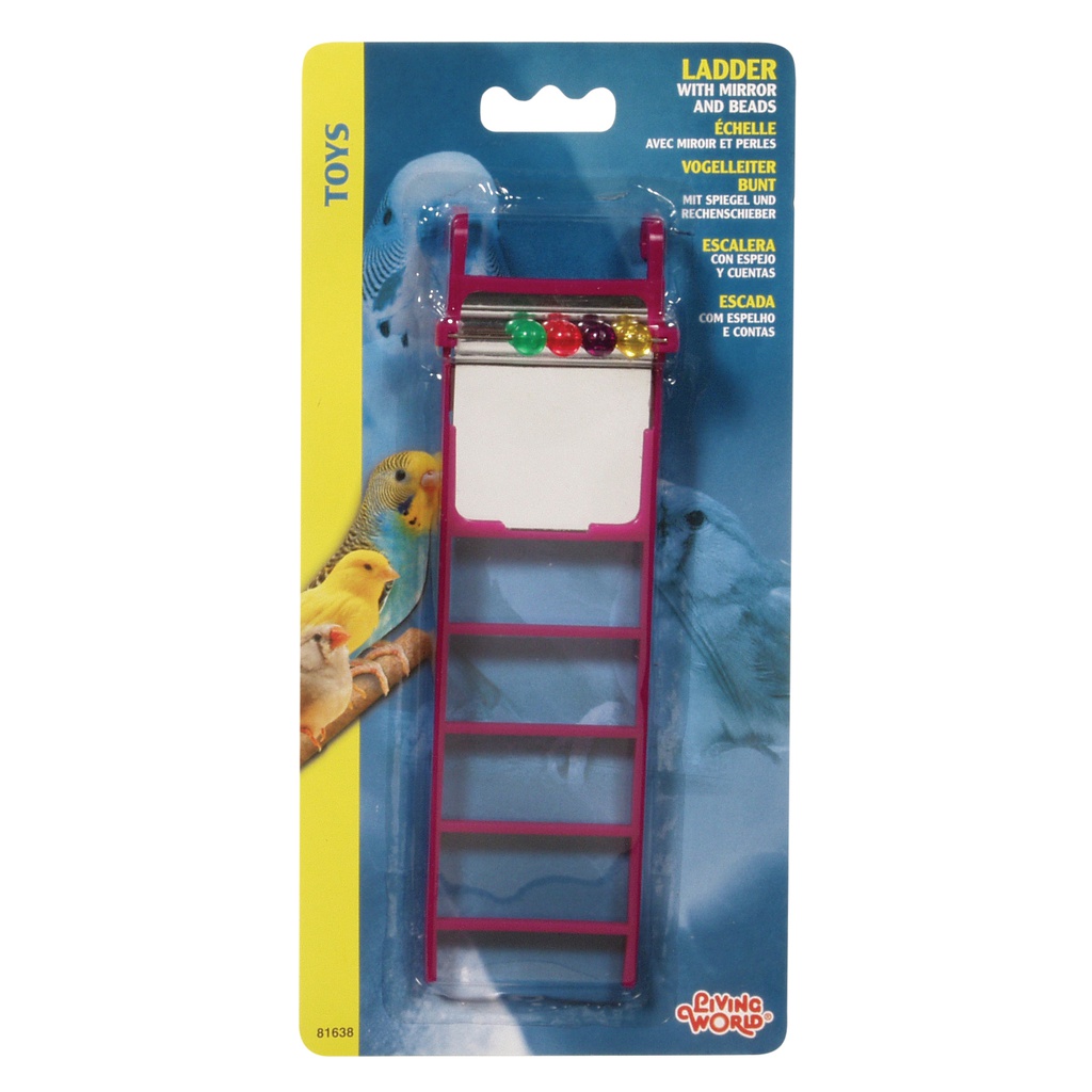 JUGUETE AVE ESCALERA PLASTICA C/ESPEJO Y CUENTAS