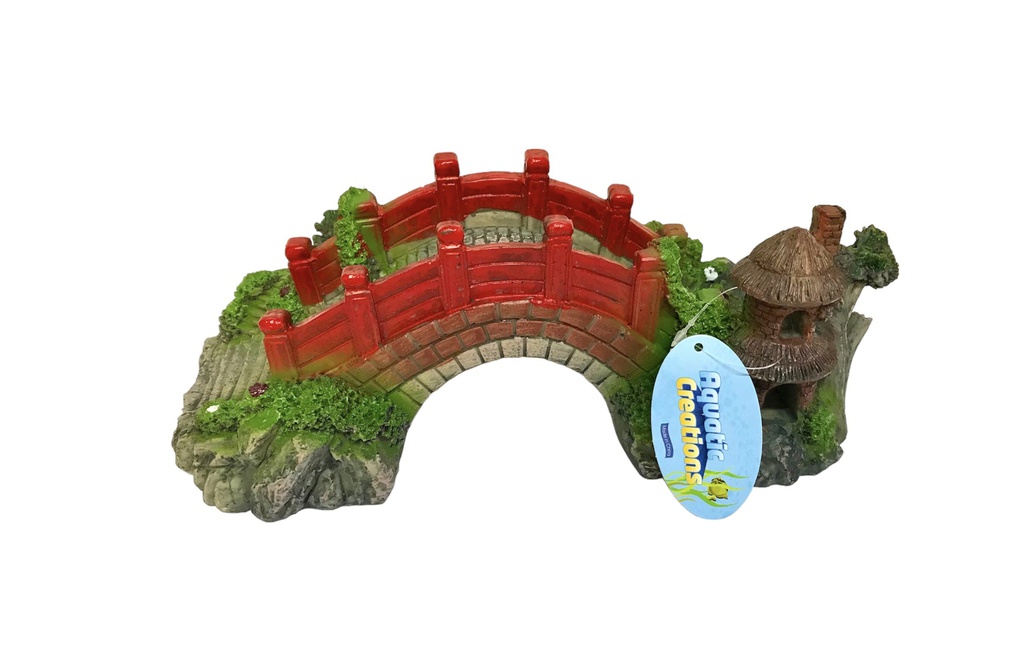 ADORNO ACUARIO RESINA PUENTE ROJO 12&quot;