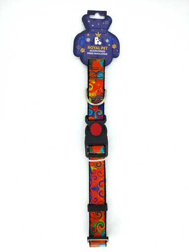 [23923] COLLAR NYLON AJUSTABLE M 3/4&quot;X11&quot;-16&quot; ESPIRALES DE COLORES