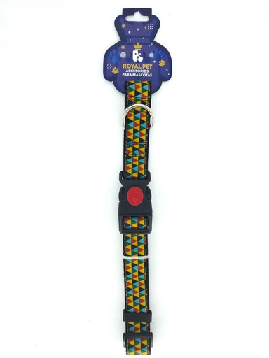 [23921] COLLAR NYLON AJUSTABLE M 3/4&quot;X11&quot;-16&quot; TRIANGULOS AMARILLOS