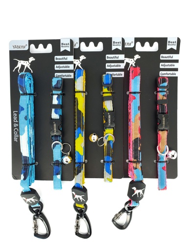 [N027] COLLAR Y PASEADOR CAMUFLAJE S 3/8 x 48&quot; SURTIDO