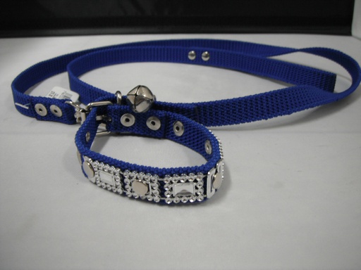 [COLLAR-L-A] COLLAR Y PASEADOR C/ LUJO SMALL AZUL