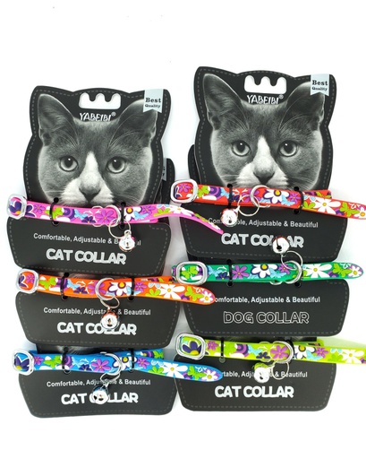 [M038] COLLAR GATO NYLON AJUST. C/CASCABEL 3/8&quot;7-11&quot;