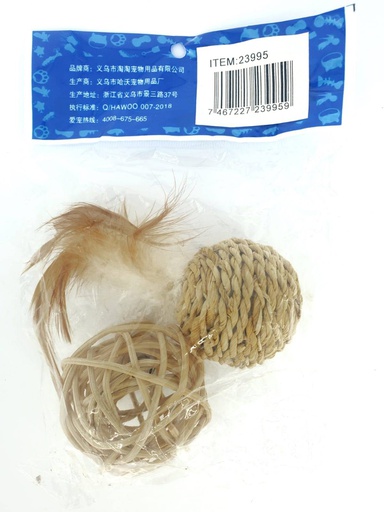 [23995] JUGUETE GATO PELOTA C/PLUMAS 2/1