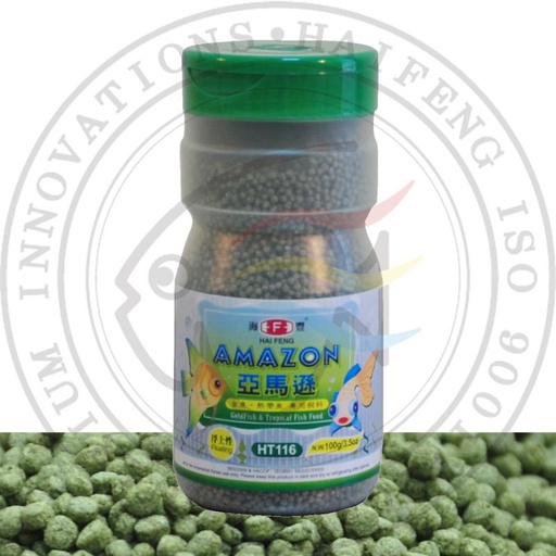[T116.] ALIMENTO PECES PELETIZADO MINI AMAZON VERDE 100 GR