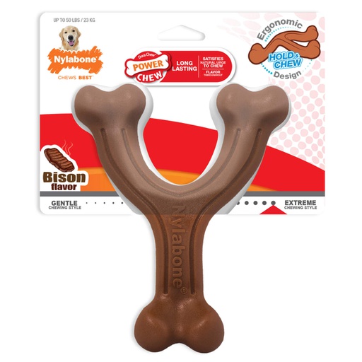 [NWB314P] JUGUETE NYLABONE POWER CHEW 6.5&quot; &lt;50LBS SABOR BISONTE