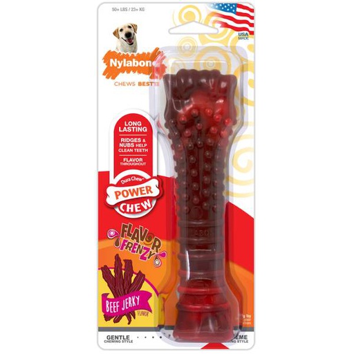 [NBJ105P] JUGUETE NYLABONE POWER CHEW 7.5&quot; +50LBS SABOR CARNE SECA