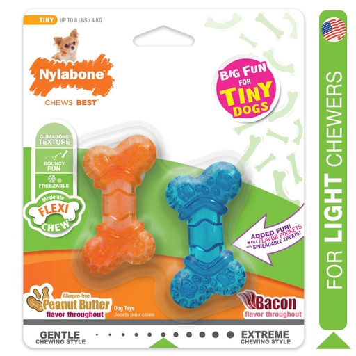 [NBXXS001P] JUGUETE NYLABONE FLEXI CHEW 2.5&quot; &lt;8LBS 2/1