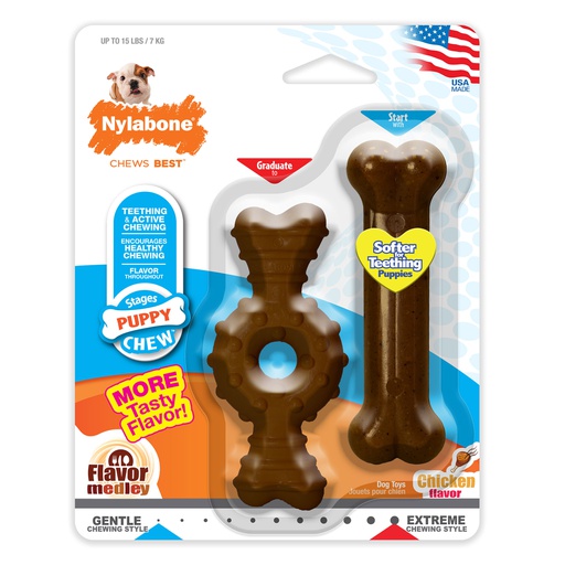 [NP201TPP] JUGUETE NYLABONE STAGES PUPPY CHEW 4.5&quot; &lt;15LBS 2/1