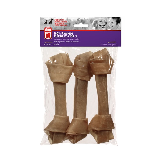 [71265] HUESO PERRO ANUDADO NATURAL 8-9&quot; 3/1